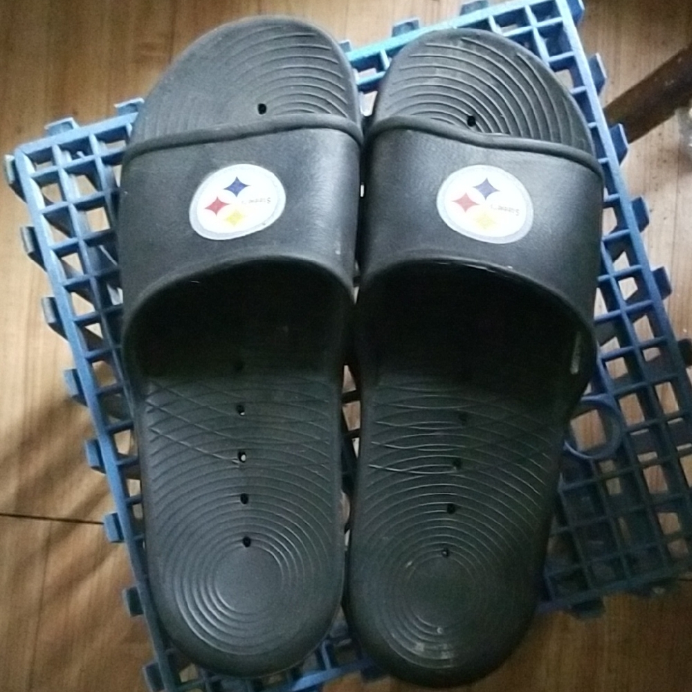 Black Slide Sandals with Logo